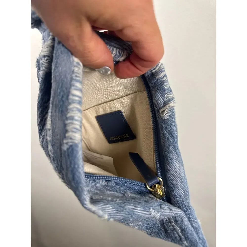 Dolce Vita Distressed Denim Knot Wristlet Pouch, OS